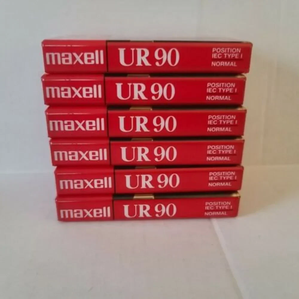 6 Pack Maxell Audio Blank Audio Cassette Tapes Normal Bias UR90 Sealed New
